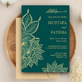 Convite Casamento Islâmico do Dourado Mar Verde Mehendi He