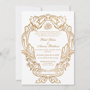 Convite Casamento Islâmico do Elegante Vintage Dourado Fra