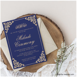 Convite Casamento Islâmico Dourado Mehndi Henna