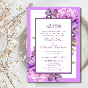 Convite Casamento Islâmico Elegante Lilac e Púrpura Leve