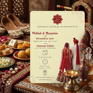 Convite Casamento Islâmico Elegante Nikkah e Recepção