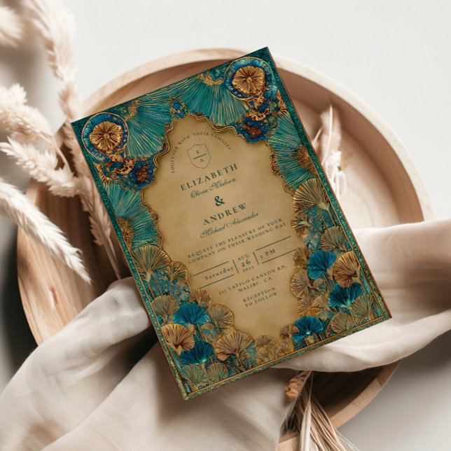 Convite Casamento Islâmico Esmeralda Dourado (Criador carregado)