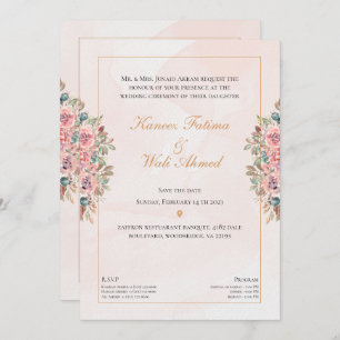 Convite Casamento Islâmico Floral e Texturizado I