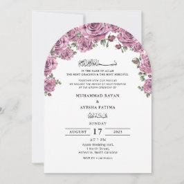 Convite Casamento Islâmico Floral Elegante Nikkah Árabe