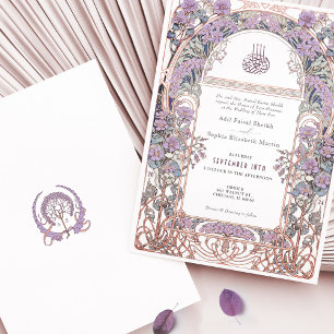Convite Casamento Islâmico Inspirado em Arte Nova Lilás Am