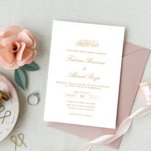 Convite Casamento Islâmico Islâmico Branco Elegante