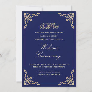 Convite Casamento Islâmico Islâmico de Walima Blue