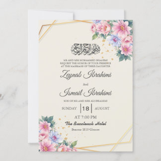 Convite Casamento islâmico islâmico islâmico Dourado flaor