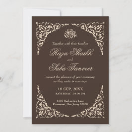 Convite Casamento Islâmico Marrom Espresso