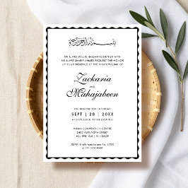 Convite Casamento Islâmico Moderno e Elegante com Moldura 