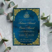 Casamento Islâmico Muçulmano Azul com Borda Dourad