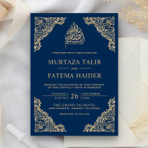 Casamento Islâmico Muçulmano Azul e Dourado Ornado