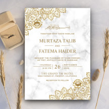 Casamento Islâmico Muçulmano com Renda Dourada em 