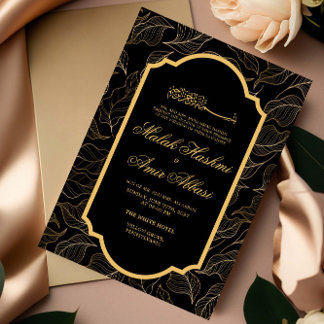 Convite Casamento Islâmico Muçulmano Elegante e Dourado