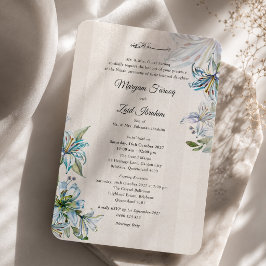 Convite Casamento Islâmico Nikah Blue Lily Elegante