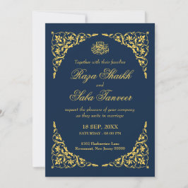Convite Casamento Islâmico Safira Azul-Marinho