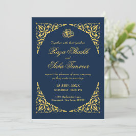 Convite Casamento Islâmico Safira Azul-Marinho