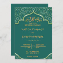 Casamento Islâmico Verde Emerald, Dourado antigo