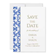 Casamento italiano azul e branco Salvar a data
