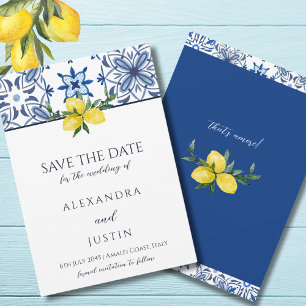 Convite Casamento Italiano do Mediterrâneo Azul Salvar a D