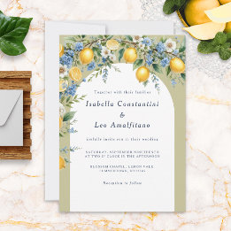 Convite Casamento Italiano Elegante com Arco de Limão Amal