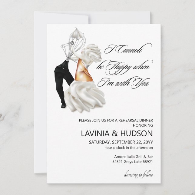 Convite Casamento Italiano Funny Cannoli (Frente)