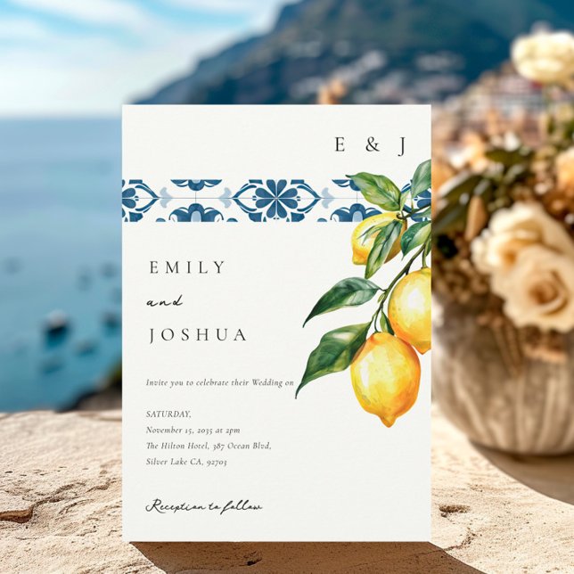 Convite Casamento Italiano Lemon Citrus Positano (Criador carregado)