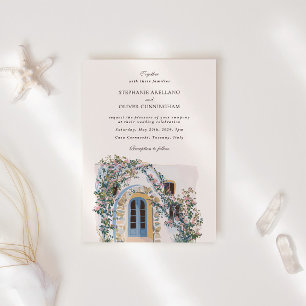 Convite Casamento Italiano Mediterrâneo Aquarela Pastel