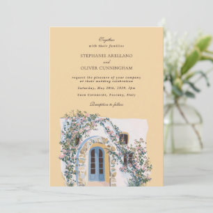 Convite Casamento Italiano Mediterrâneo com Aquarela Paste