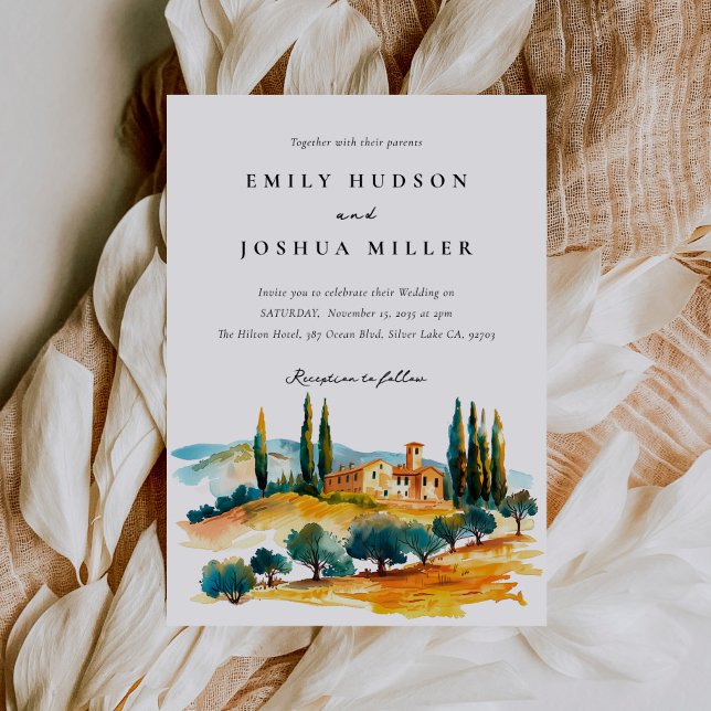 Convite Casamento Italiano na Paisagem da Toscana (Criador carregado)