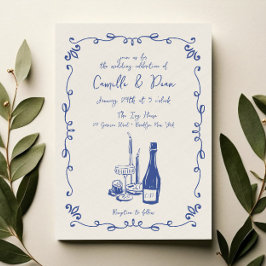 Convite Casamento Jante Ilustrado com Letra Mão Escrita