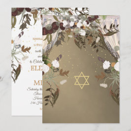 Convite Casamento Judaico Chuppah Elegante Rustic Floral