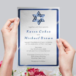 Convite Casamento judaico da estrela de David azul