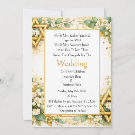 Convite Casamento Judaico Floral Botânico de Eucalipto