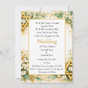 Convite Casamento Judaico Floral Botânico de Eucalipto