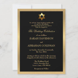 Convite Casamento Judaico Formal Tradicional Preto e Doura