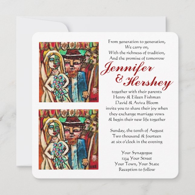 Convite Casamento Judaico Sob a Chuppah (arredondado) (Frente)