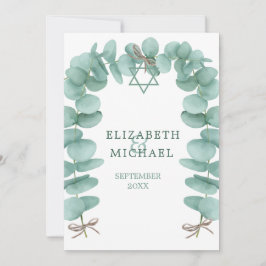 Convite Casamento Judeu Chuppah Eucalyptus Foliage Green