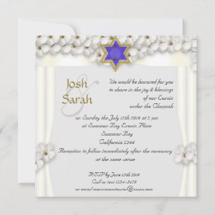 Convite Casamento judeu com flores brancas chuppah