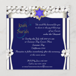 Convite Casamento judeu com flores brancas chuppah