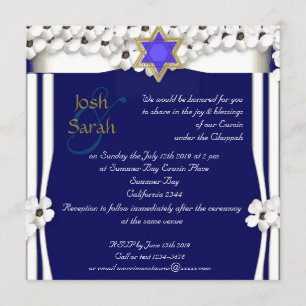 Convite Casamento judeu com flores brancas chuppah