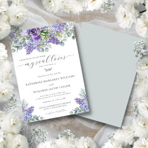 Convite Casamento Katherine Purple Floral Fé Cristã