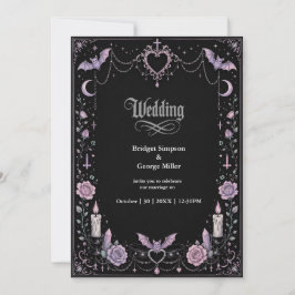 Convite Casamento Kawaii Gótico Pastel Caprichoso