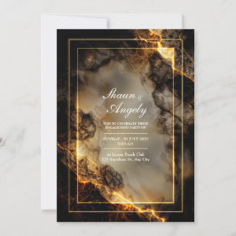 Convite Casamento Kintsugi Dourado Fundido com Ardósia Esc