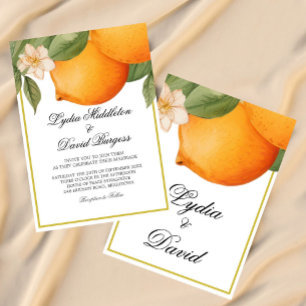 Convite Casamento Laranja Citrus Summer Elegant