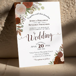 Convite Casamento Laranja De Ferrugem Floral De Cobra Rust