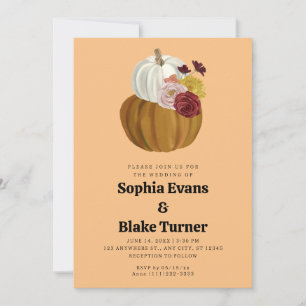 Convite Casamento Laranja de Pumpkin Pumpkin e Branco