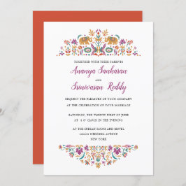 Convite Casamento Laranja do Elefante Flor Indiano