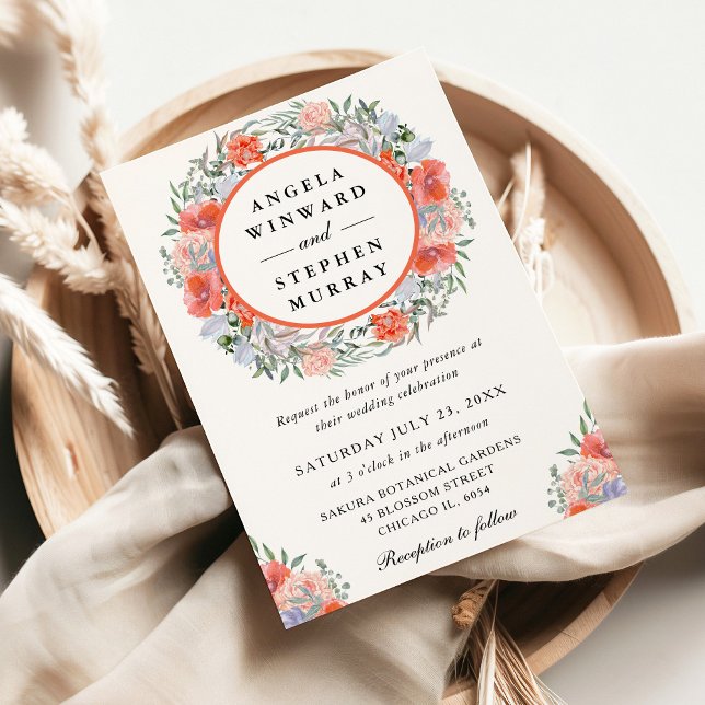 Convite Casamento Laranja e Púrpura (Criador carregado)