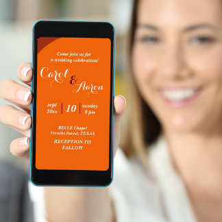 Convite casamento laranja elegante